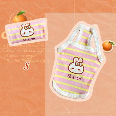 China Sustainable Spring and Autumn Cute Pet Clothes Pink Striped Pet Clothes Casual Vest Shirts Pet Clothes for sale