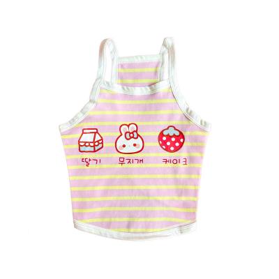 China 2022 Fresh New Pink Pet Clothes Summer Pet Vest Dog Clothes Viable Striped Cat Clothes for sale