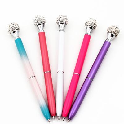 China Promotional Ballpoint Pen Crystal Diamond Novelty Stationery Office Gift Rhinestone Pen Disco Ball Micro Pave for sale