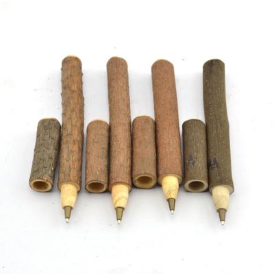 China office & School Pen Promotional Laser Logo Natural Pine Branches Twigs Original Ecology Custom Carved Wooden Ballpoint Pen for sale