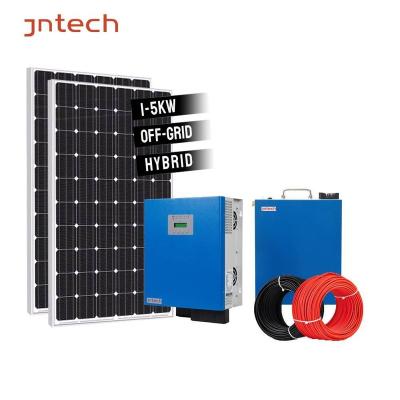 China Jntech External Solar Battery Home Power System with 3kw 4kw 5kw 24v 48v Lithium Battery Off-Grid Solar Panel Hybrid Rack System for sale