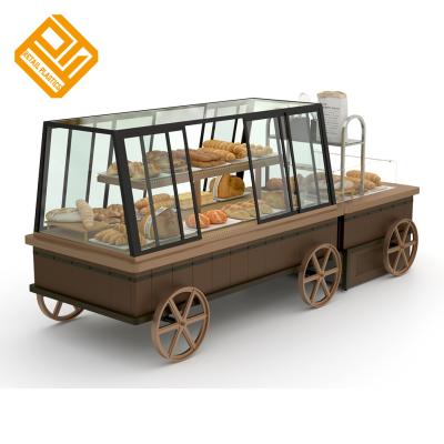 China Display Cart Rack Bread Display Rack Cart Rack With Glass Doors for sale