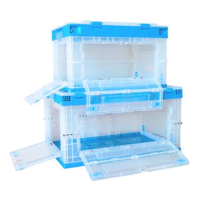 China 100% Virgin PP Front Open Transparent Plastic Folding Storage Case With Lid for sale