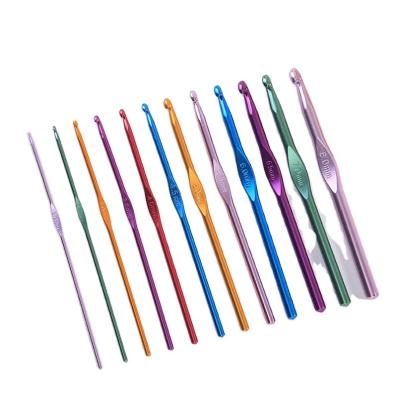 China Household Sundries 12pcs Crochet Hooks Knitting Needles Aluminum Hooks 1.0-6.0mm For Alumina Wholesale Crochet Hook for sale