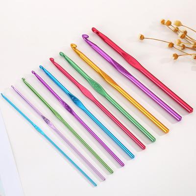 China Household Sundries 8 Pcs Lace Crochet Hooks DIY Thread Weave Tools Small Size Knitting Needles Kits With Ergonomic Blue Handle For Lace Knitting for sale