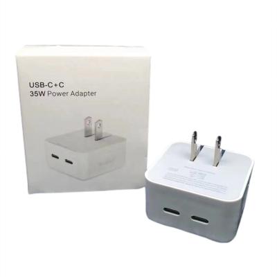 China Hot EU USA R-U USB-C+C Wall Charger Adapter PD 35W Mobile Phone Fast Charger Dual Access Dual Charger Fast Charging iPhone 14 13 12 for sale