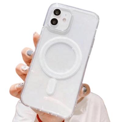 China High Quality Shockproof Transparent Magnetic Case For iPhone 11 12 13 pro Max Clear Mobile Phone Case Cover With Factory Price for sale