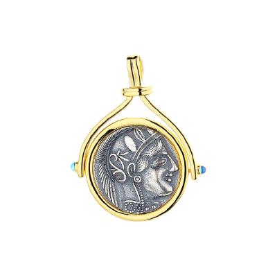 China Vintage AMYAOO Retro Greek Goddess of Wisdom Antique Athena Coin Personality Pendant Fashion S925 Sterling Silver Necklace for sale