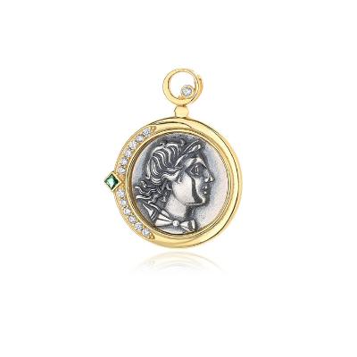 China Vintage AMYAOO S925 Sterling Silver Moon Goddess Retro Coin Meaning Accessory Necklace Upper Style Female Palace Pendant for sale