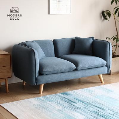 China Padded 2 seat fabric sofa loveseat small living room furniture modern design navy blue china wholesale for sale