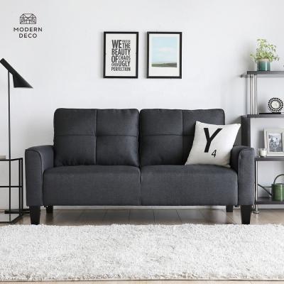 China Armless 2 seater piece fabric sofa loveseat in dark gray charcoal and gray tufted back cushions for sale