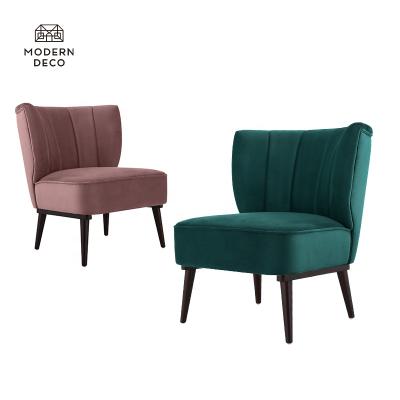 China Indoor Sofa Chair Leisure Velvet Armchair Living Room Velvet Fabric Gray Pink Green Blue Gray Armchair for sale