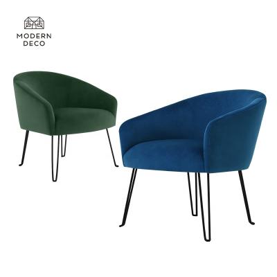 China Modern Velvet Armchair Living Room Furniture Dining Leisure Fabric Velvet Accent Chair With Metal Leg for sale