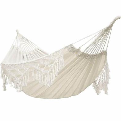 China Hot Sale Durable Protable Rainbow Camping Floating 2 Person White Outdoor Cotton Hammock Canvas Hammock for sale