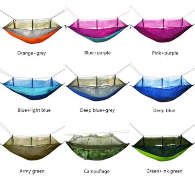 China Parachute Hammock Camping Traditional Outdoor Double Rise Hammock With Multicolor Mosquito Net Camping for sale