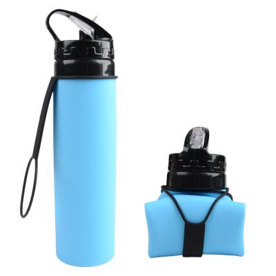 China New 600ml Silicone Viable Outdoor Recycling Portable Collapsible Cup For Water Bag Sports Kettle With Straw for sale