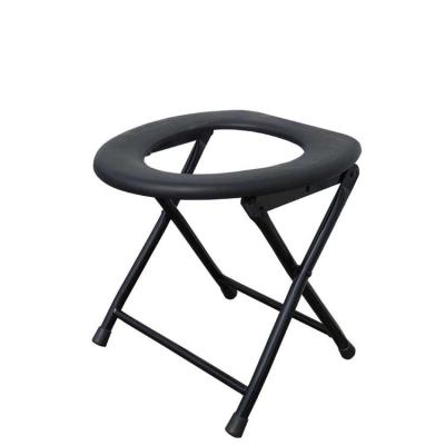 China Eco-friendly factory outlets Amazon hot-selling black thicken outdoor folding metal toilet chair appearance patent load 150kg for sale