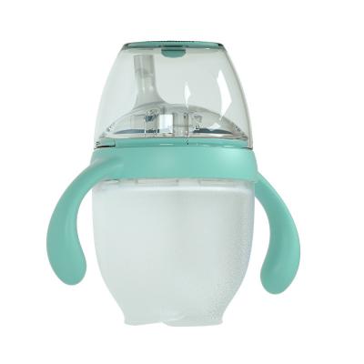 China Wide Bore BPA Free Baby Bottle BPA Free With Imitation Type Silicone Handle Breast Milk Nipple Bottle for sale