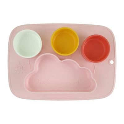 China 2021 New Cloud Shape BPA Free One-Piece Color Matching Children's Non-Slip Silicone Compartment Dinner Plate for sale