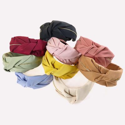 China Popular Faux Stone Hair Scrunchies Hair Ties Solid Color Headband Twist Top Knot Headband-Wholesale for sale