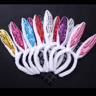 China Popular Plushie Bunny Hairband Party Cartoon Stuffed Wire Rabbit Ears Headbands for sale