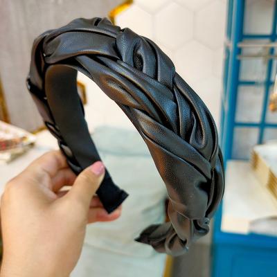 China European and American style fashionable hair ties women handmade braided headbands twist leather headbands for sale