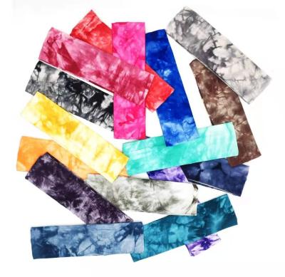 China Tie Dye Hair Bands Sports Popular Yoga Sweat Headband Tennis Running Fitness Cotton Unisex Headband for sale