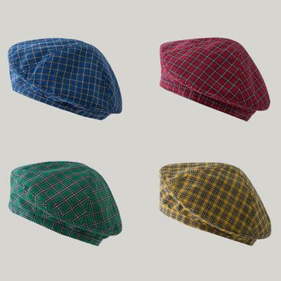 China Plush All-match Pumpkin Painter Plaid Octagonal Beret Brimless Hat For Women for sale