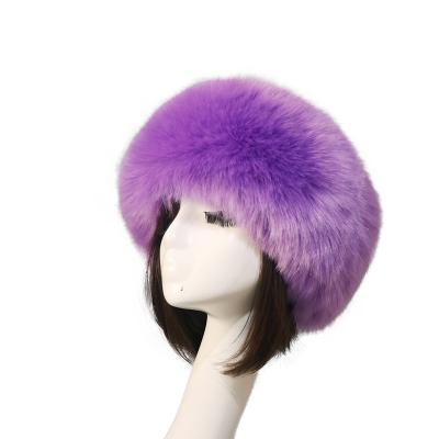 China JOINT Women's Main Accessories Fox Fur Winter Thick Warm Blank Top Brimless Hat Set Hat for sale