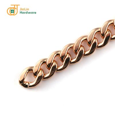 China 100% factory manufacturer clothing /shoes /fashion accessories eco-friendly bags/metal chain 3.0NK plated flat iron gold chain for fabric decoration for sale