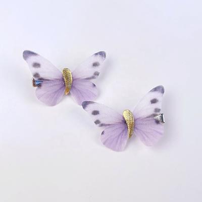 China Two Layers Small MOQ Women Hair Accessories Metal Butterfly Hair Clips Clips 3.5cm Hair Clips For Girls for sale