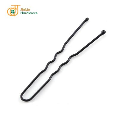 China Black Curved Metal U Shape Barrette Clip Grips Wave Steel Bobby Pins For Hair Styling for sale