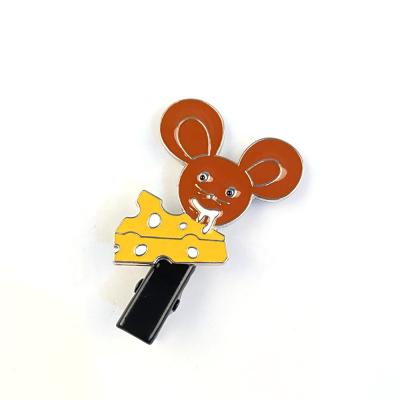 China Cute Design 3.5CM Cute Mouse Black Alligator Hair Clips Custom Cartoon Alligator Hair Clip For Baby Kids for sale