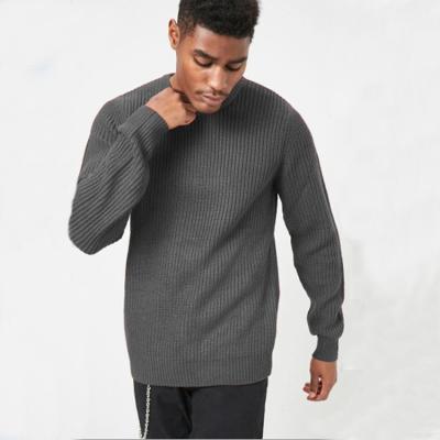 China Anti-Wrinkle Custom Design Winter Casual Knit Ribbed Sweater Men Crewneck Warm 100% Cotton Knit Pullover for sale