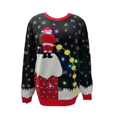 China Fast Shipping Santa Jacquard Pattern Knitted Custom Anti-wrinkle Christmas Ugly Christmas Sweaters for sale