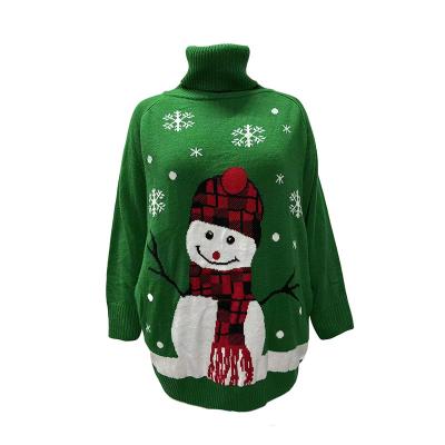 China Anti-wrinkle turtle neck plus size snowman oversized pattern women's ugly sweater Christmas sweater for sale