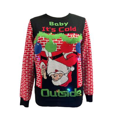 China 2023 Holiday Santa Claus Pattern Pullover Sweater Christmas Sweater Anti-wrinkle custom with led lights for sale