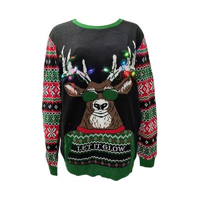 China Cheap Custom Anti-wrinkle Christmas Jumper Pullover Xmas Sweater Unisex Christmas Sweater With Led Lights for sale