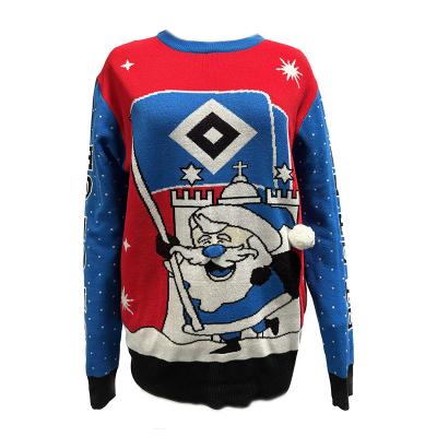 China High Quality OEM 100% Crewneck Acrylic Jacquard Knitted Christmas Sweater Custom Unisex Led Lightweight Sweater Anti-wrinkle For Christmas for sale