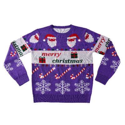 China Anti-wrinkle Christmas Ugly Cartoon Knitted Sweater For Women Patterns Long Christmas Free Knitting LED Ugly Sweater For Christmas Sweater for sale