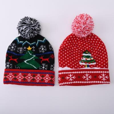 China breathable & Waterproof Christmas Tree Beanie Hat Pattern Beanie Hats For Women Cotton Plush Christmas Funny Knitting Hat for sale