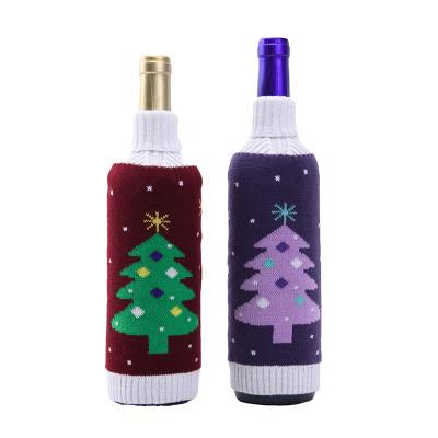 China Christmas Acrylic Wine Bottle Covers Sweater Wine Bottle Bags For Christmas Decorations for sale