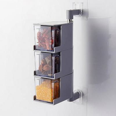 China Sustainable Modern Home Use Mode Square Rotating Multilayer Plastic Containers Seasoning Spice Box Set for sale