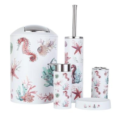 China Modern Design Sustainable High Quality Creative Gift Set 6 Piece Luxury Plastic Bathroom Accessory Sets for sale