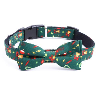 China Personalized Kingtale Eco-Friendly Christmas Holiday Pet Costume Decoration Durable Nylon Pet Collar With Bow Tie for sale