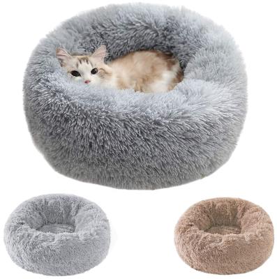 China Kingtale Sustainable Calming Anti Worry Soft Plush Round Washable Removable Dog Bed For Cats And Small Dogs for sale