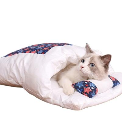 China Kingtale Stocked Closed Detachable Washable Dog Kennel Winter Quilt Cat Japanese Style Sleeping Bag for sale