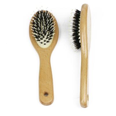 China Mini Compact Wooden Professional Paddle Dryer and Wet Custom Blended Bristle and Nylon Hair Brush for sale