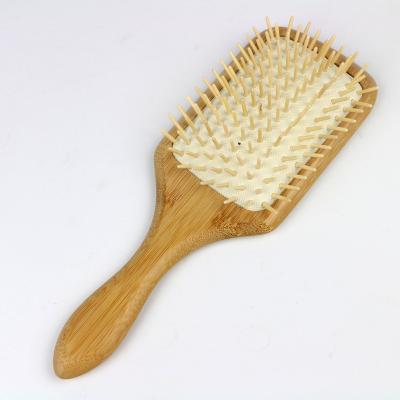 China Cushion Detangling Natural Bamboo Hair Brush with Rubber Pad for All Hair Types for sale