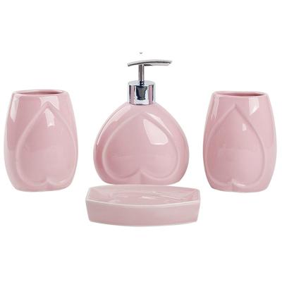 China Viable Design Wholesale Modern Luxury Hotel Toothbrush Holder Home Decor Marble Gold Toothbrush Holder Home Pink Ceramic Bathroom Accessory Set for sale